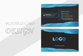 Blue Stylish Business Card. Creative and Clean Business Card Template. Double-sided Business card. Minimalist Business Card Template.
