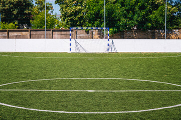 Fototapeta premium Green Grass of Football Soccer Sport Field Background