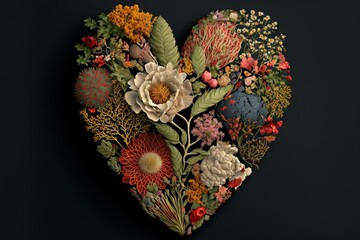 heart made from flowers generative ai