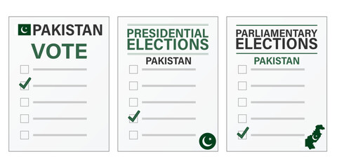 Pakistan elections Voting ballot mockup for presidential and parliamentary elections