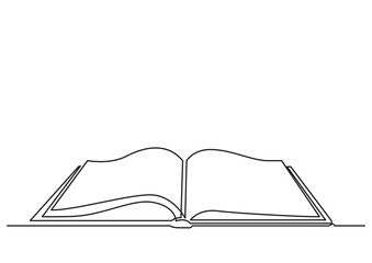 continuous line drawing vector illustration with FULLY EDITABLE STROKE of open book