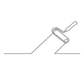 Fototapeta premium continuous line drawing vector illustration with FULLY EDITABLE STROKE of painting brush