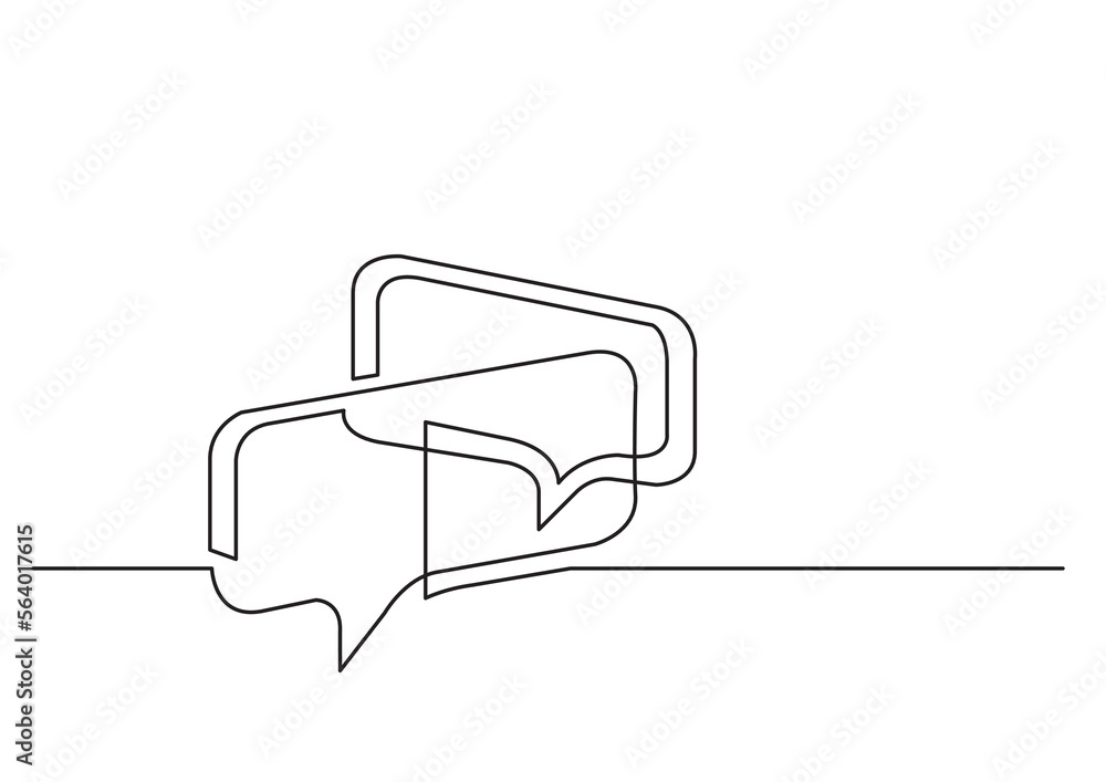 Poster continuous line drawing vector illustration with fully editable stroke of speech bubbles