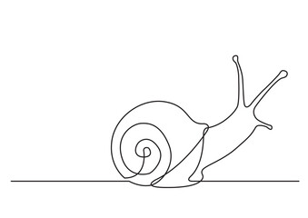 continuous line drawing vector illustration with FULLY EDITABLE STROKE of snail