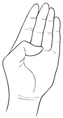 Hand Drawn Sketch of Hand Signs Showing The Number Four.
