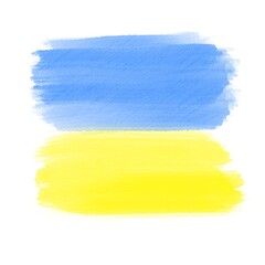Ukrainian flag, watercolor drawing, brush strokes. 