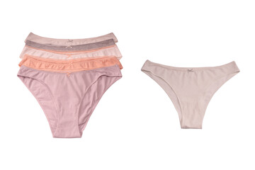 Women cotton panties isolated on white background.