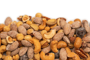 A group of almonds, pistachios, walnuts, macadamia, cashews.