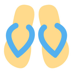 Beach slippers, flip flops - icon, illustration on white background, flat color style