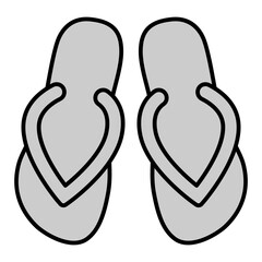 Beach slippers, flip flops - icon, illustration on white background, grey style