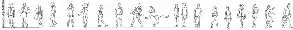 Aufkleber continuous line drawing vector illustration with fully editable stroke of group of confident positiv