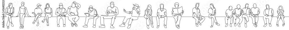 Aufkleber continuous line drawing vector illustration with fully editable stroke of group of various diverse p