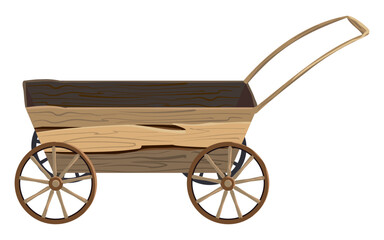 Fototapeta na wymiar Wooden old traditional farm cart, for transporting goods, vegetables, fruits and other goods