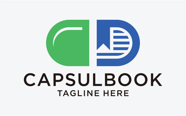 logo design capsule with book concept