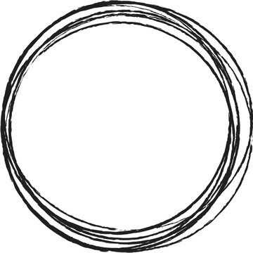 Scribbled black circle outline icon