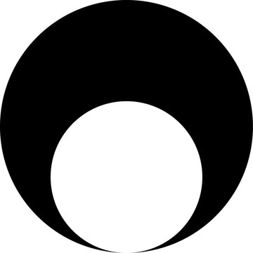 Warped black circle icon with circle center