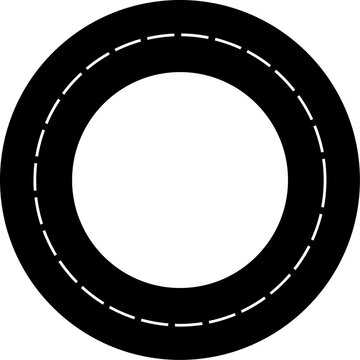 Black circle icon with white dashed line