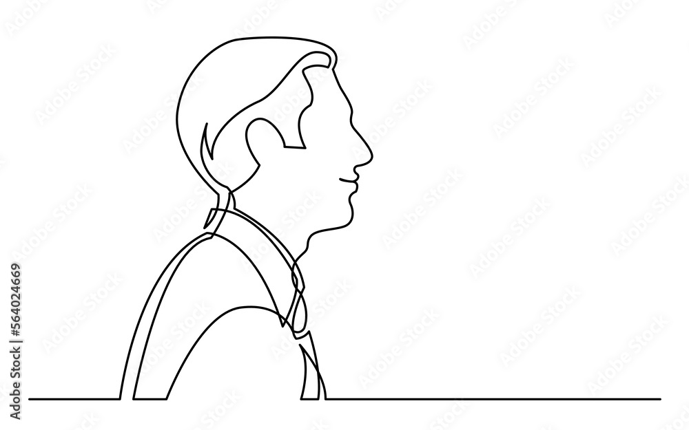 Poster continuous line drawing vector illustration with fully editable stroke of businessman smiling