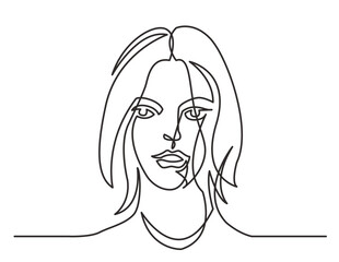 continuous line drawing vector illustration with FULLY EDITABLE STROKE of beautiful woman