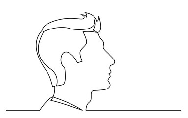 continuous line drawing vector illustration with FULLY EDITABLE STROKE of casual young man