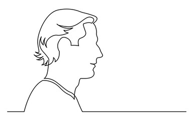 continuous line drawing vector illustration with FULLY EDITABLE STROKE of confident man