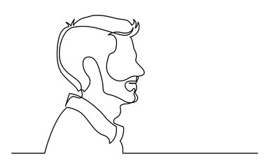 continuous line drawing vector illustration with FULLY EDITABLE STROKE of man with beard (1)