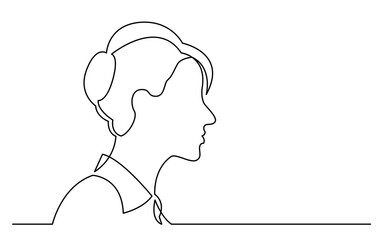 continuous line drawing vector illustration with FULLY EDITABLE STROKE of ordinary woman