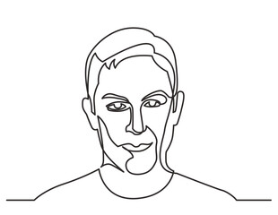 continuous line drawing vector illustration with FULLY EDITABLE STROKE of positive looking man