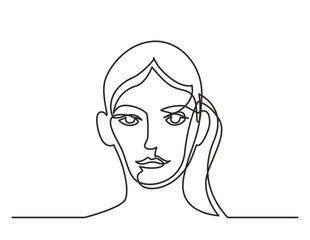 continuous line drawing vector illustration with FULLY EDITABLE STROKE of woman portrait
