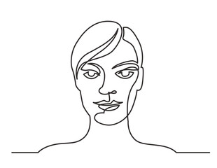 continuous line drawing vector illustration with FULLY EDITABLE STROKE of woman short hair