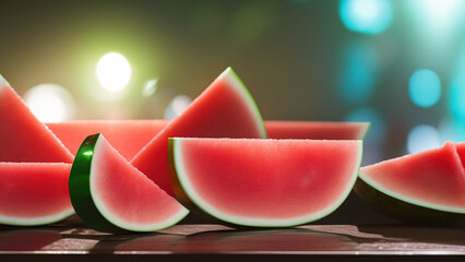 watermelon on the table, healthy food, fruits, organic, Generative AI