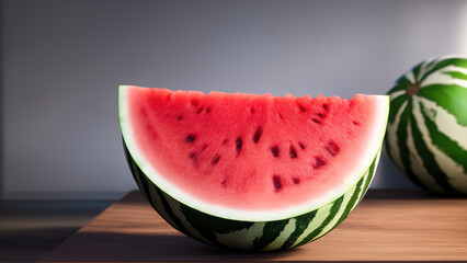 watermelon on the table, healthy food, fruits, organic, Generative AI