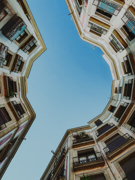 Geometric shape of buildings from low angle view