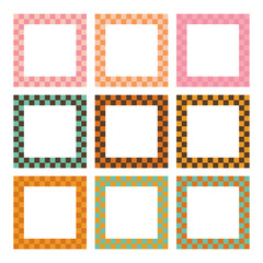 Groovy hippie 70s frames. Vector cards in trendy retro psychedelic style. Vector backgrounds. Y2k aesthetic.