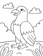 Coloring book eagle for kids
