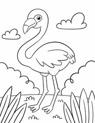 Coloring book flamingo for kids
