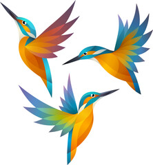 Stylized Kingfishers - obrazy, fototapety, plakaty