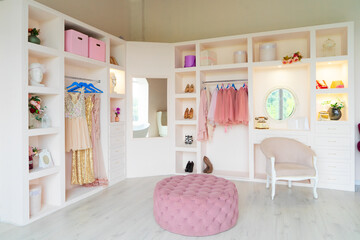 wardrobe with clothes