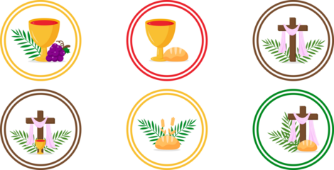 Set of Holy week round icons vector illustration graphic design. Holiday card design. Holiday background. Religious symbol. Holiday poster. Vector illustration