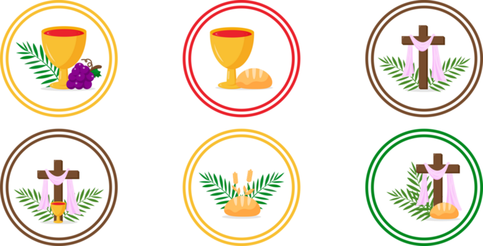 Set of Holy week round icons vector illustration graphic design. Holiday card design. Holiday background. Religious symbol. Holiday poster. Vector illustration