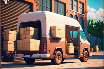 A truck delivering orders, purchases. AI