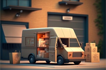A truck delivering orders, purchases. AI
