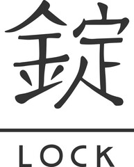 Word lock written in japanese kanji