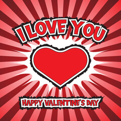 I love you 3d text effect on happy valentine's day, 14th February background banner design