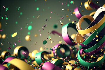 
abstract background with brazilian carnival party theme, confetti, streamers, glitter, Generative Ai