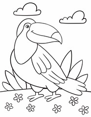 Coloring book toucan for kids