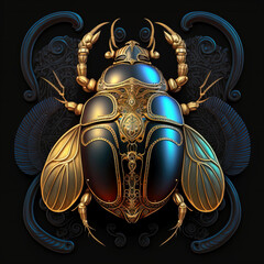 Ancient Egyptian scarab beetle. sketch art for artist creativity and inspiration. generative AI