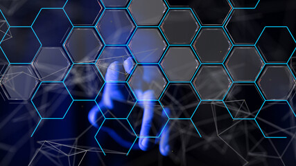Global network. Blockchain. 3D illustration. Neural networks and artificial intelligence. Abstract  - connection
