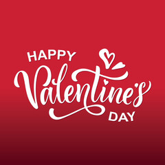 Happy Valentine's Day handwritten text. Hand lettering typography, modern brush ink calligraphy with romantic symbols. Vector colorful illustration. Concept for greeting card, banner, poster, print