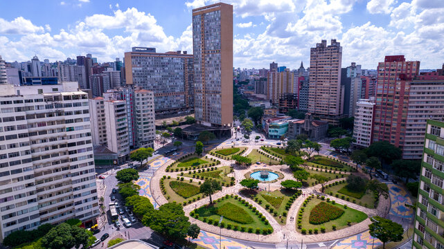 Aerial view of Raul Soares square, Belo Horizonte, Minas Gerais, Brazil. City center
